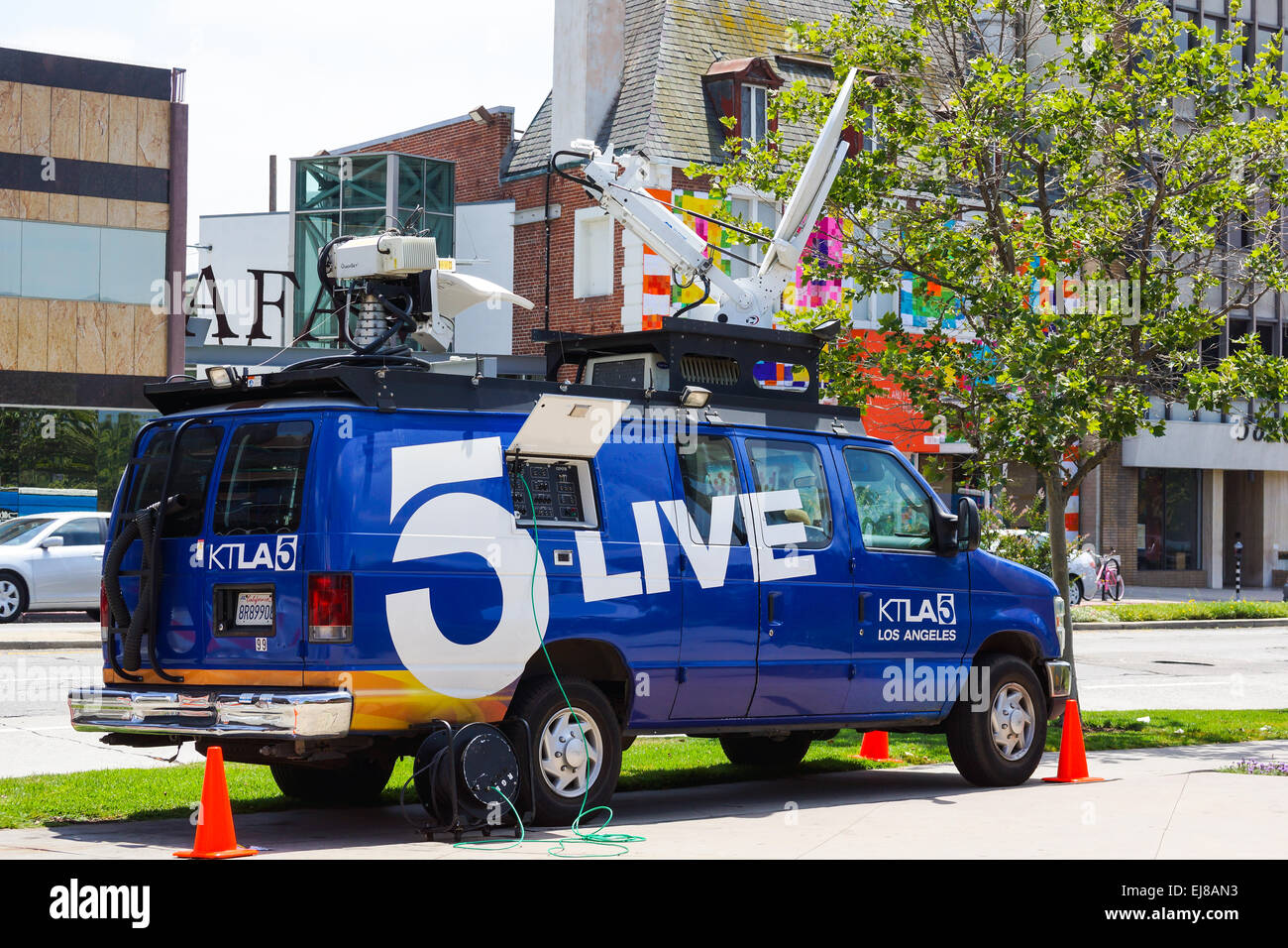 TV-Broadcast-Van a Los Angeles Foto Stock