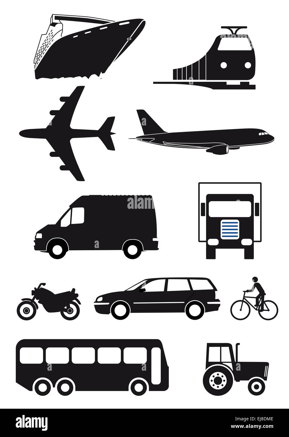 Icone di trasporto Foto Stock