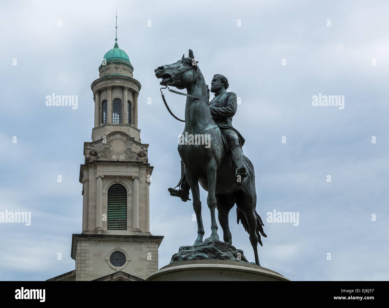 Il cavallo e la statua di Washington DC Foto Stock