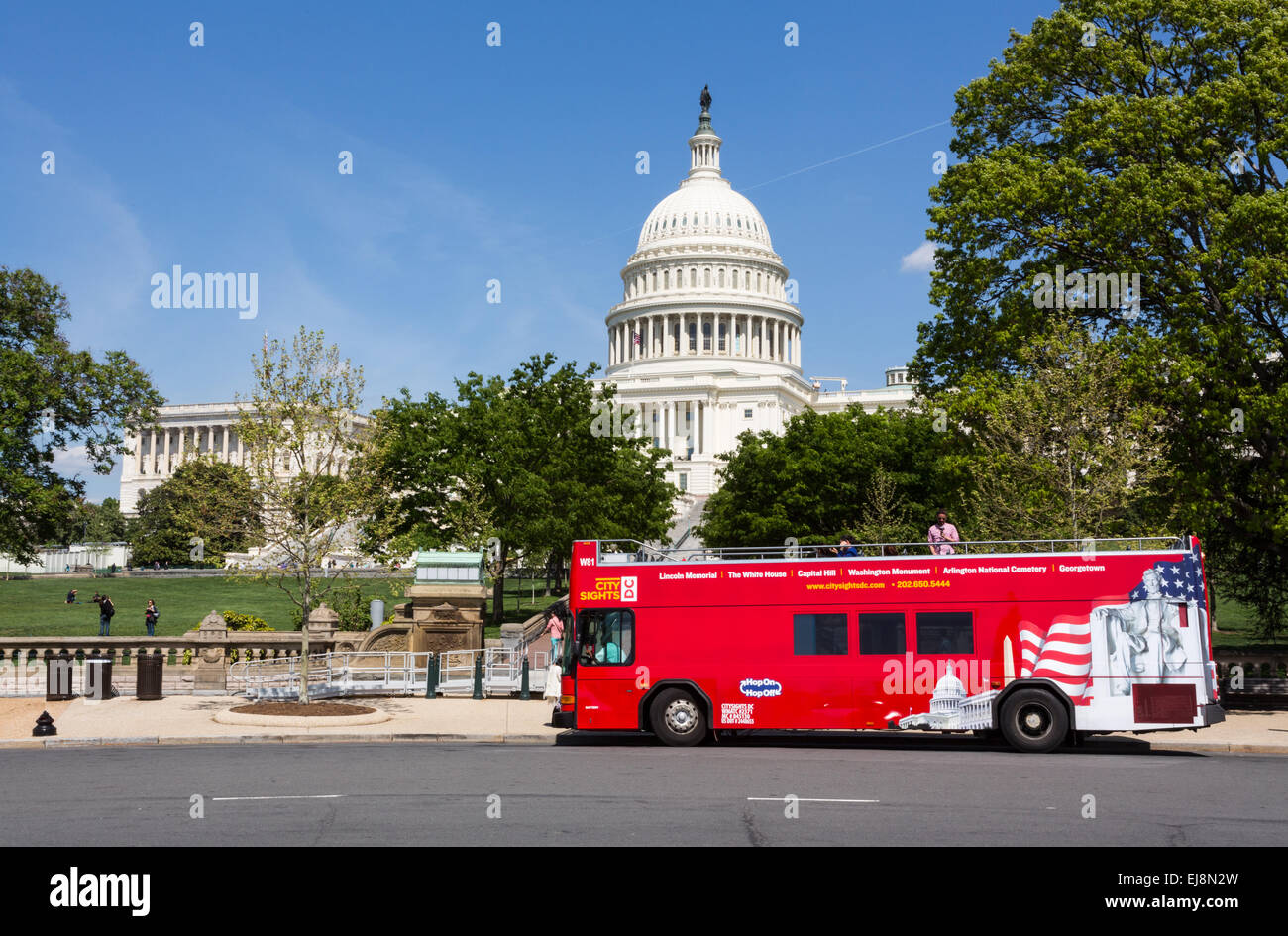 Red attrazioni della città tour bus a Washington DC Foto Stock