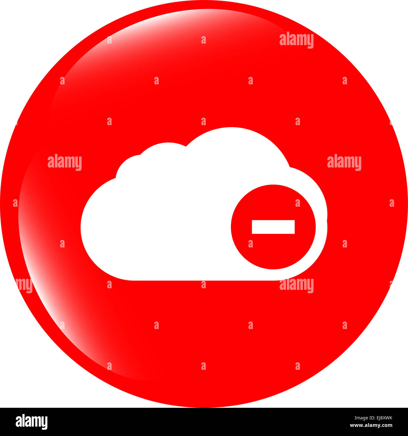 Icona web sulle nuvole con segno meno Foto Stock