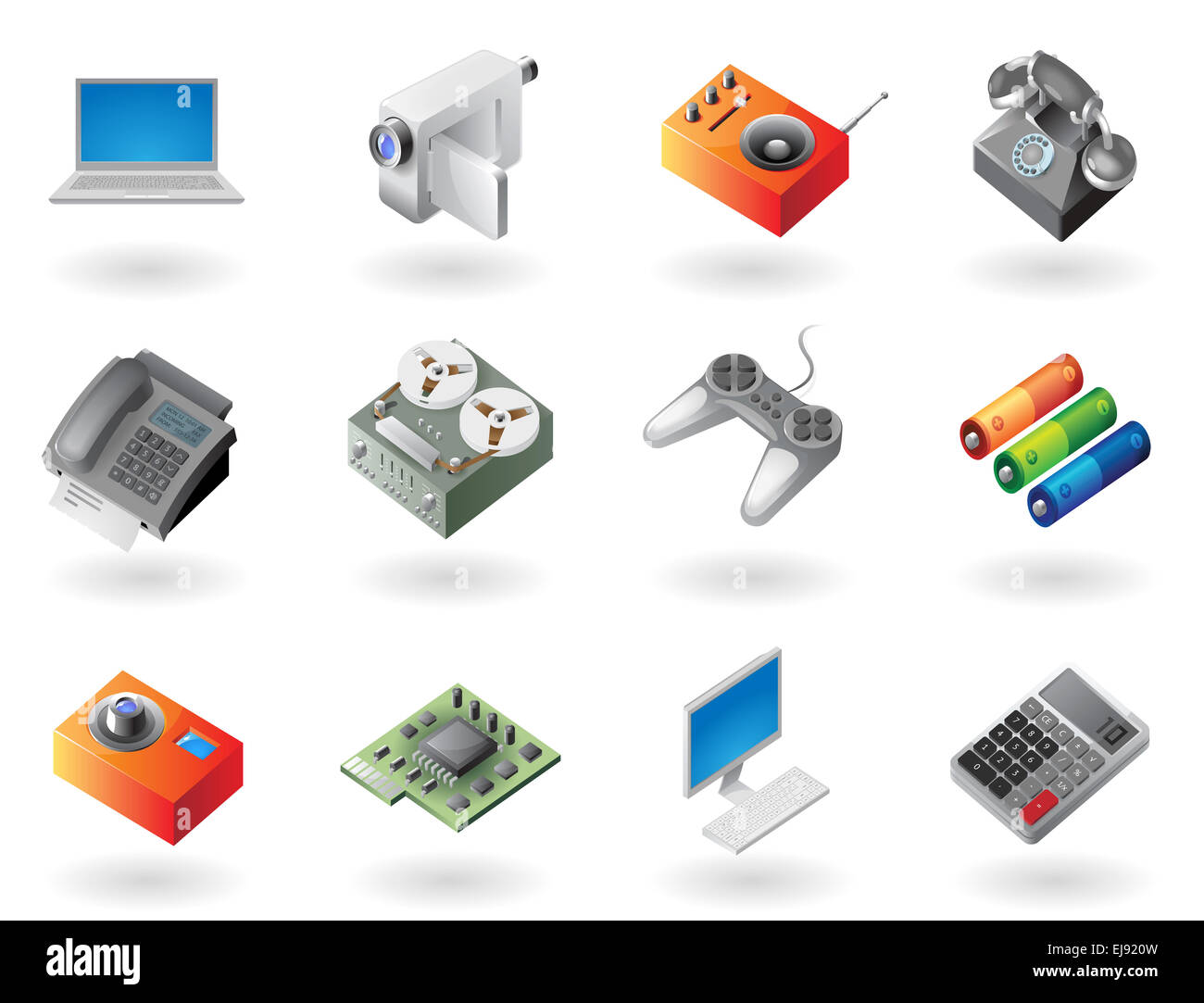 A isometrica Icone di stile per elettronica Foto Stock