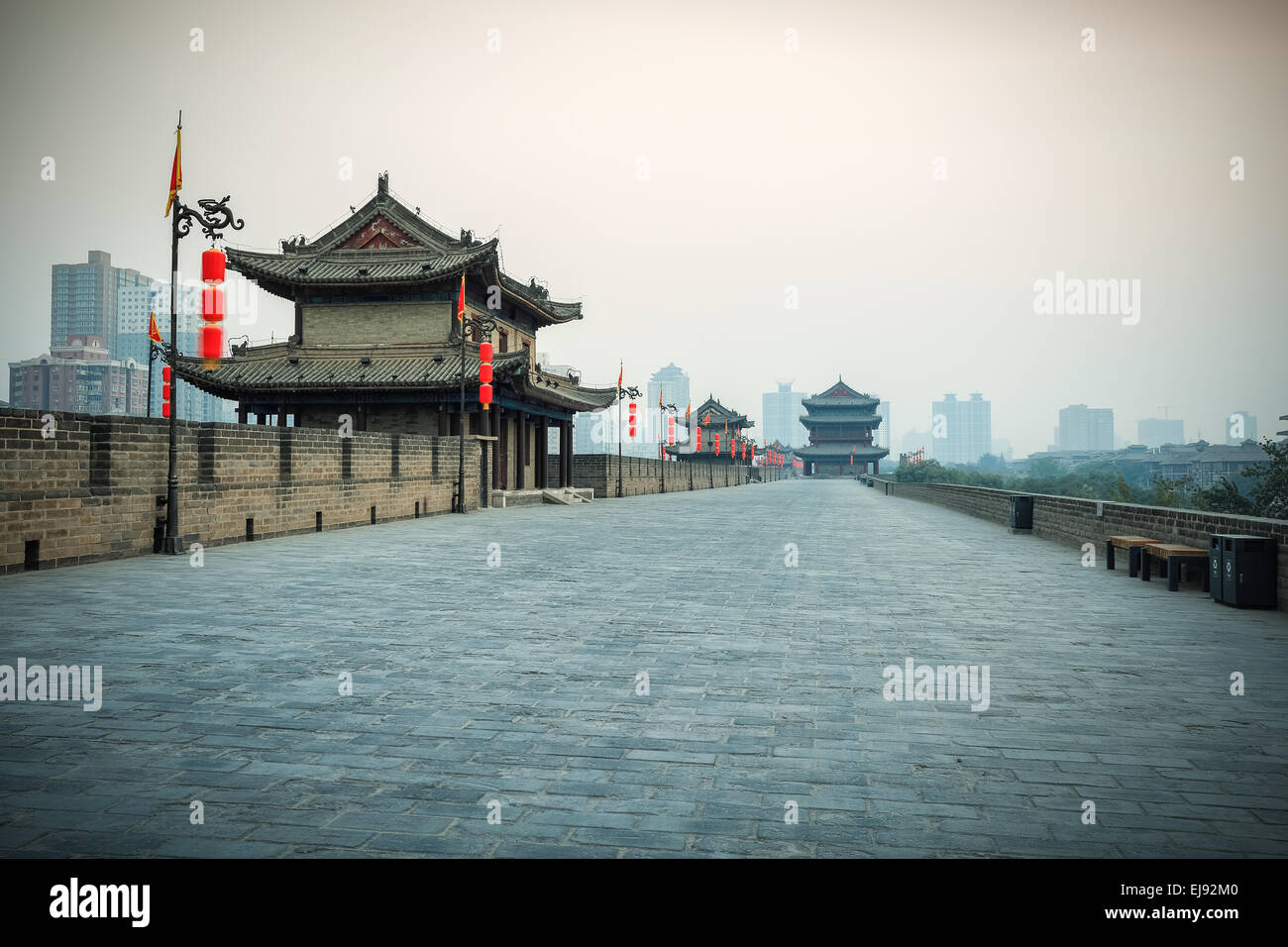 Xian scenario sulle antiche mura della città Foto Stock