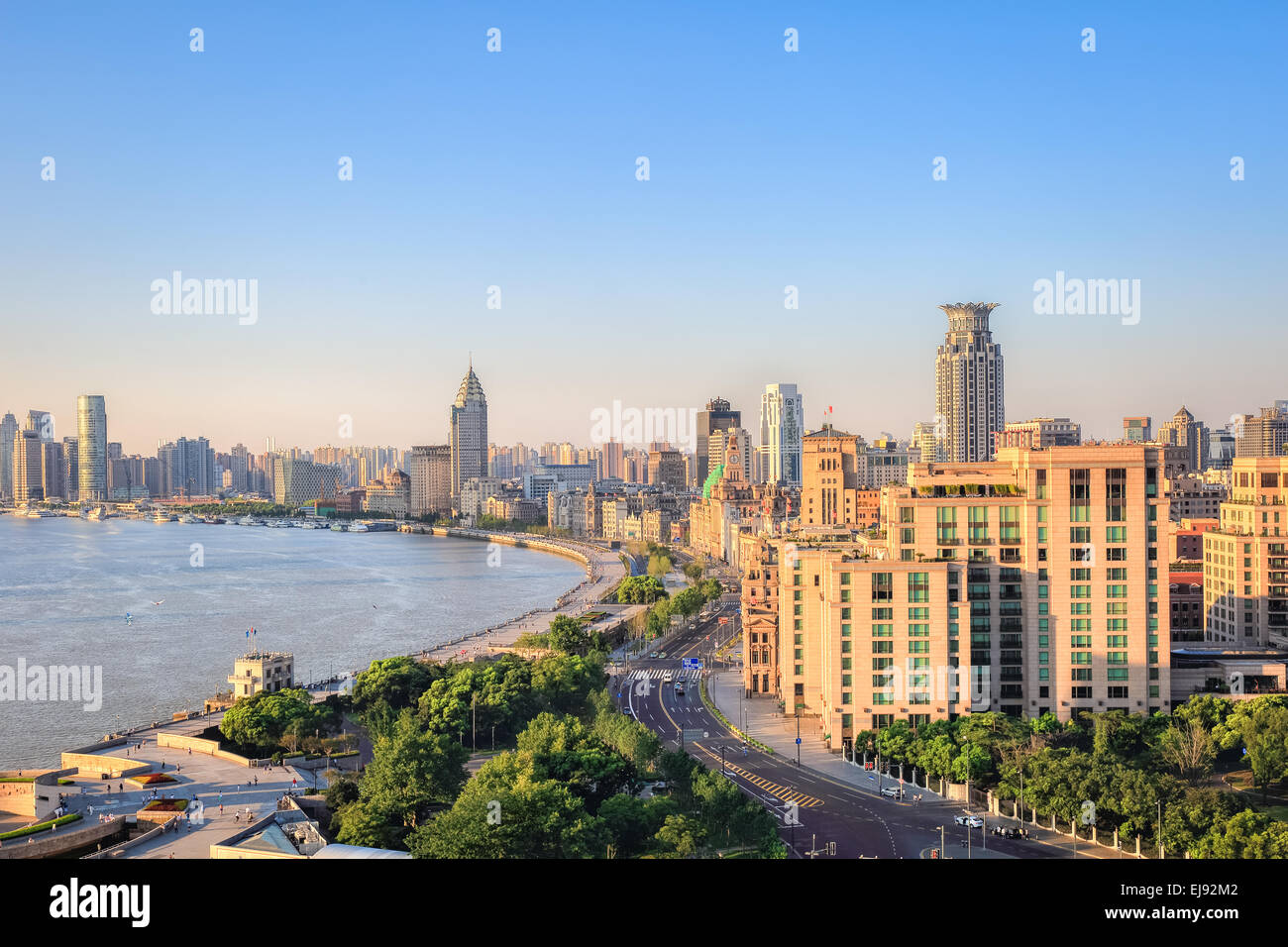 Shanghai bund di sunrise Foto Stock