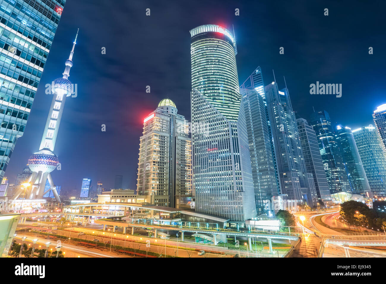 Bella vista notturna di Shanghai Foto Stock