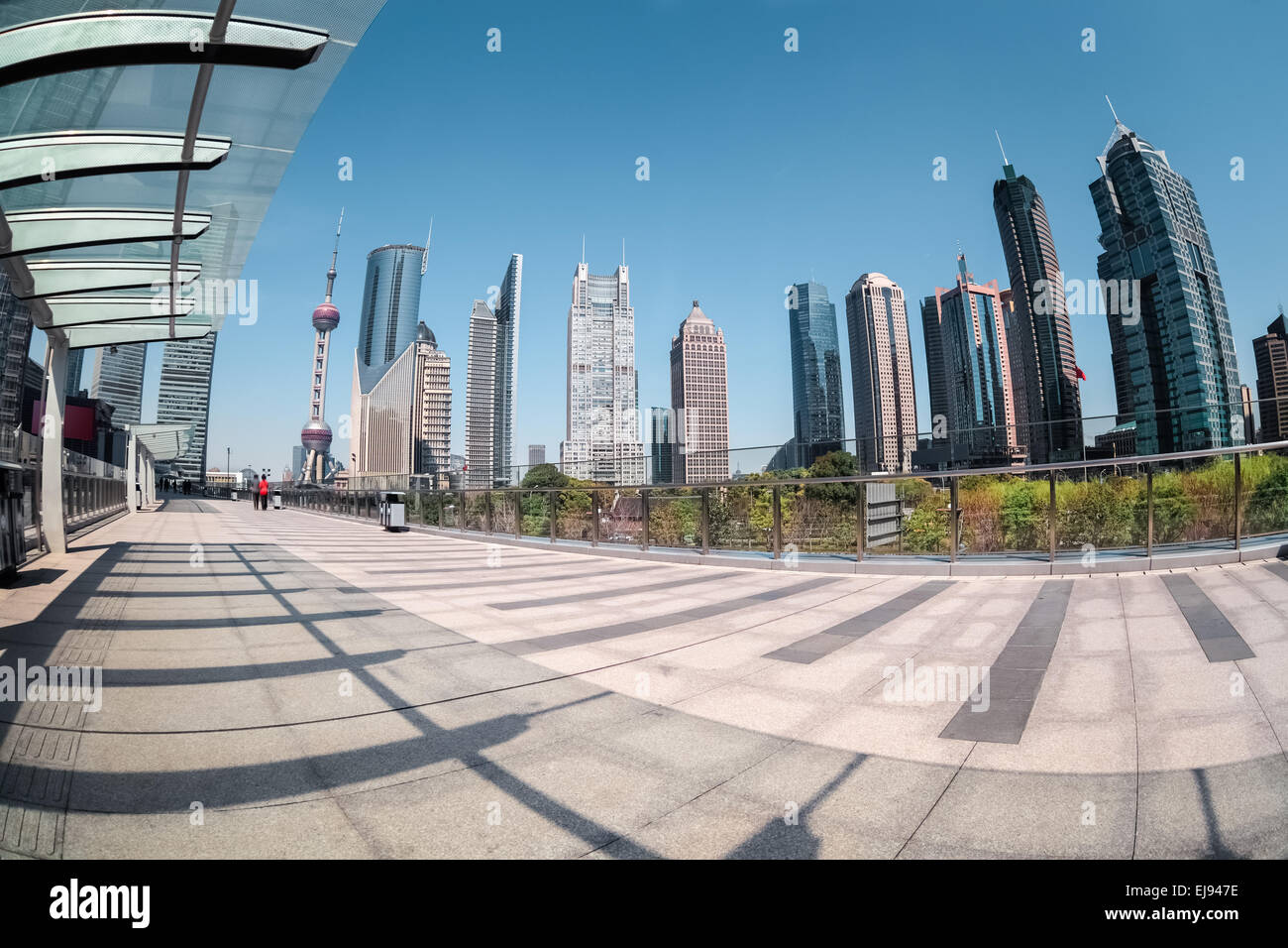 Vista fisheye del shanghai centro finanziario Foto Stock