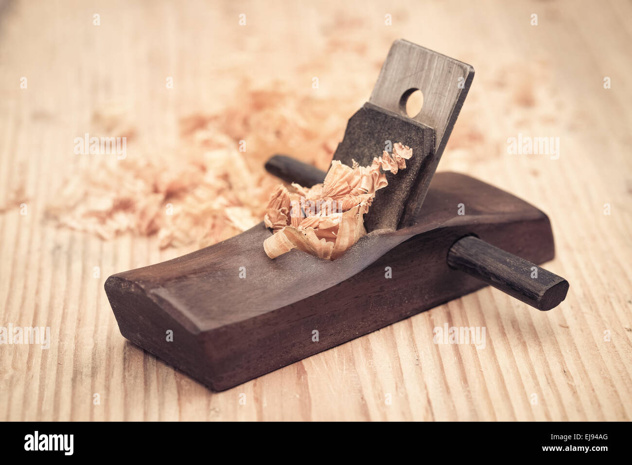 Pialla per legno e trucioli closeup Foto Stock