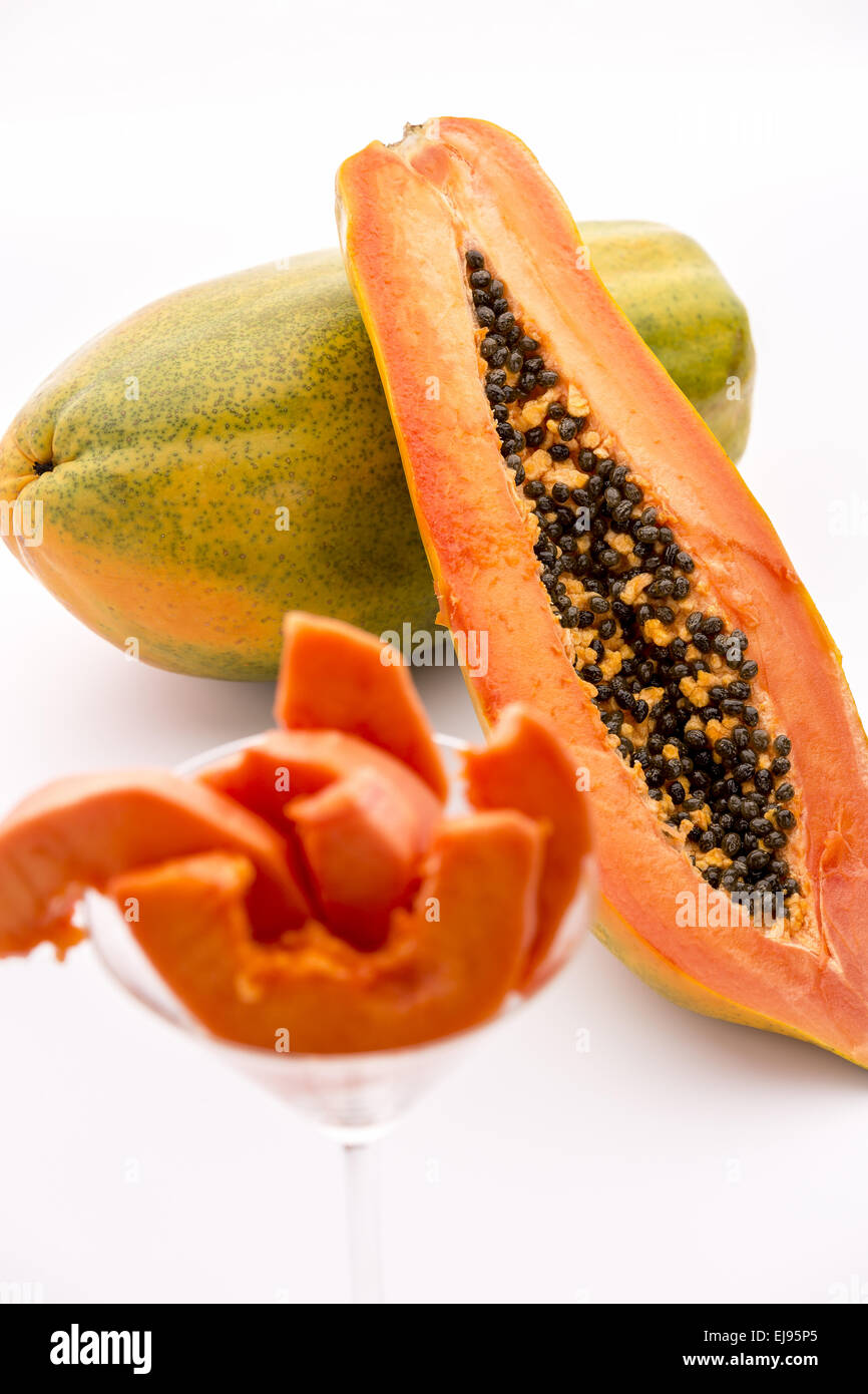 Rosso-fleshed Papaya Foto Stock