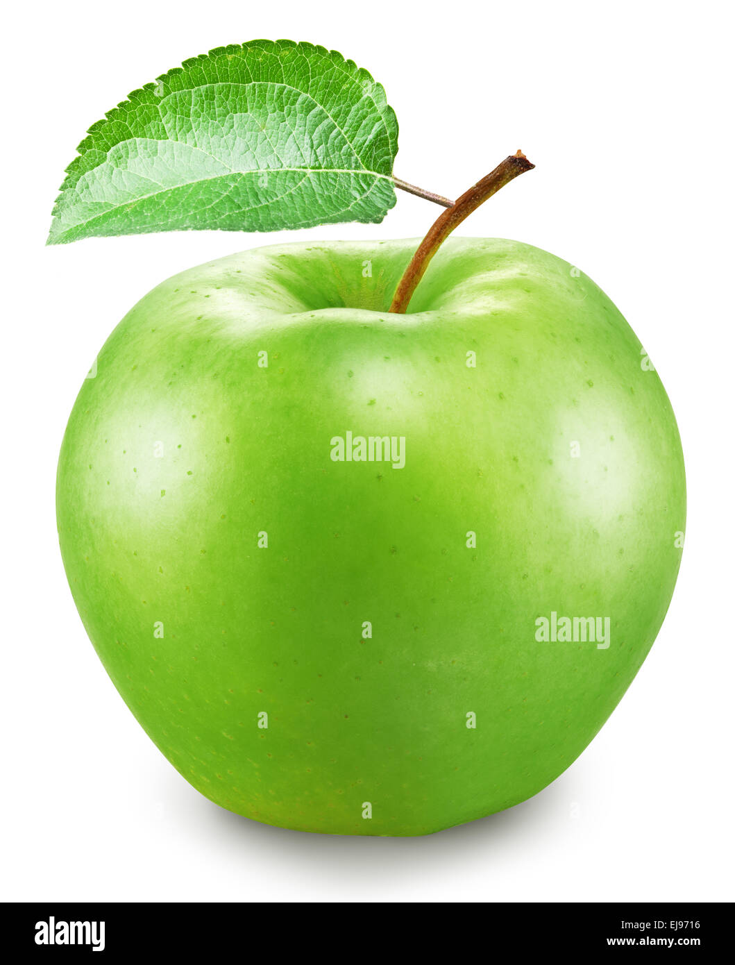 Mela Verde su uno sfondo bianco. Il file contiene i tracciati di ritaglio. Foto Stock
