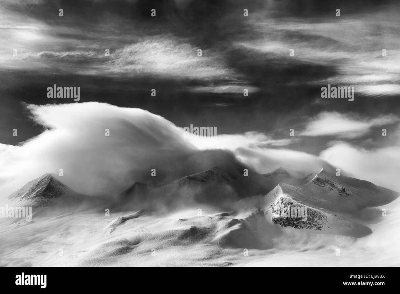 Paesaggio in Stuor Reiaddavaggi, Lapponia, Svezia Foto Stock