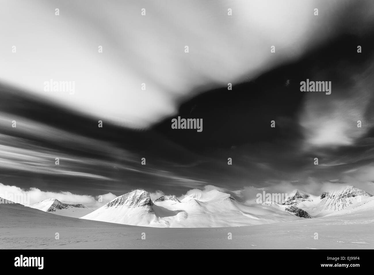 Paesaggio in Stuor Reiaddavaggi, Lapponia, Svezia Foto Stock