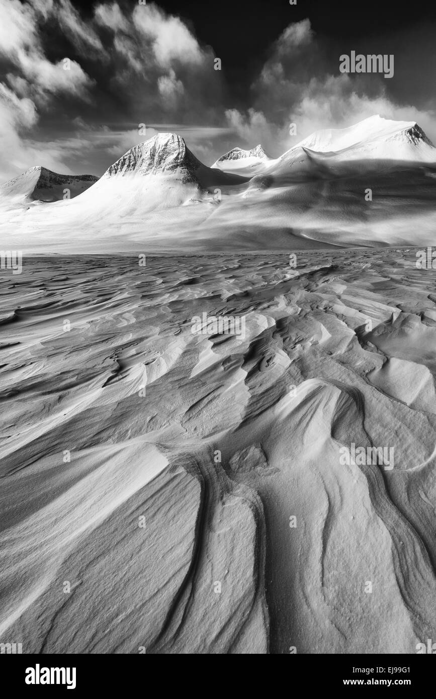 Paesaggio in Stuor Reiaddavaggi, Lapponia, Svezia Foto Stock