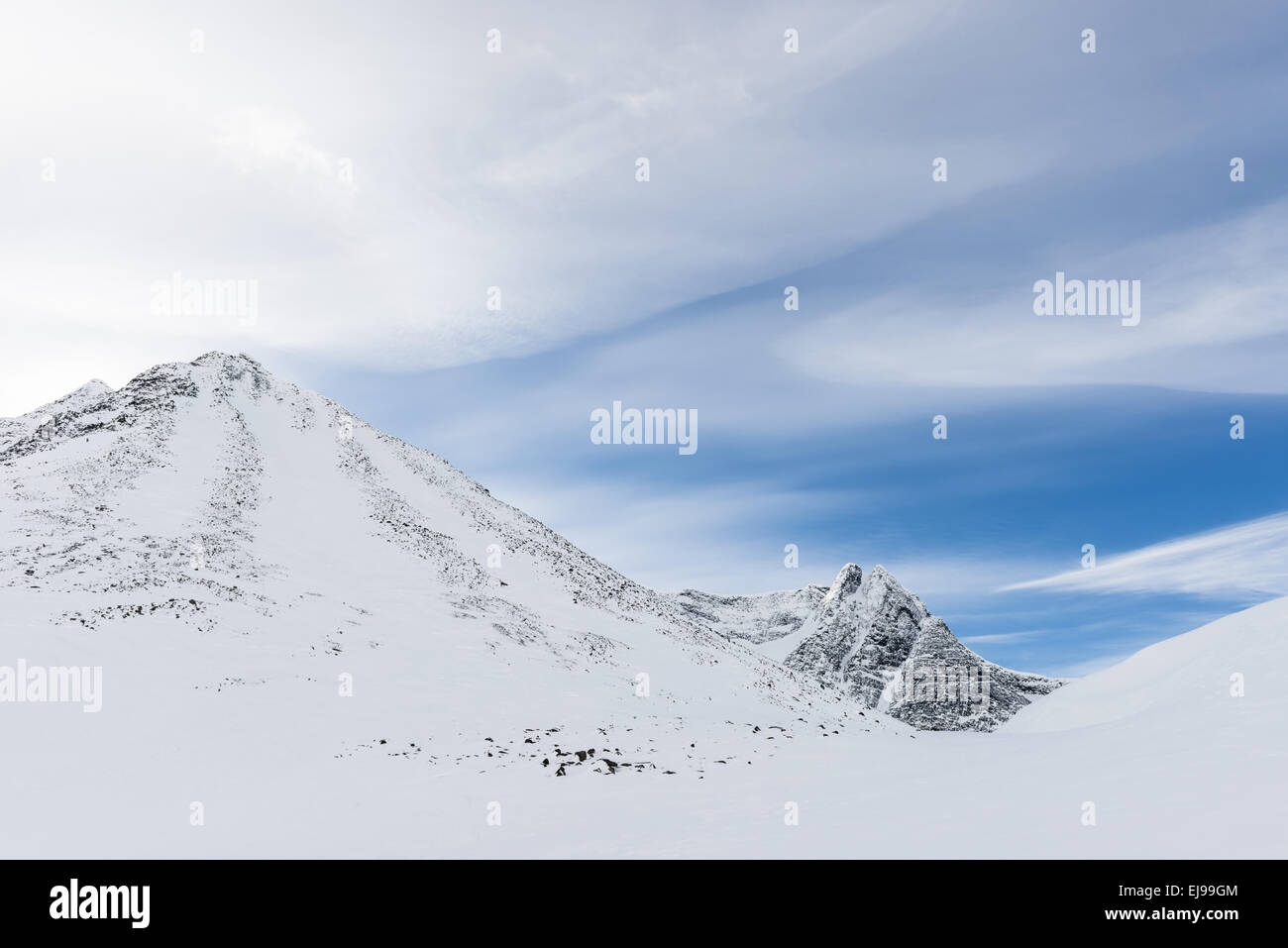 Paesaggio in Unna Reiaddavaggi, Lapponia, Svezia Foto Stock