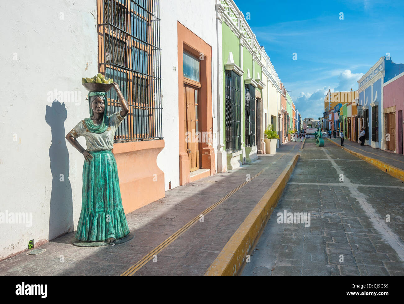 Strade di Campeche città coloniale, Messico Foto Stock