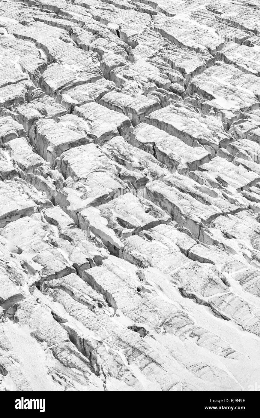 Crepacci, ghiacciaio in Sarek NP, Lapponia, Svezia Foto Stock