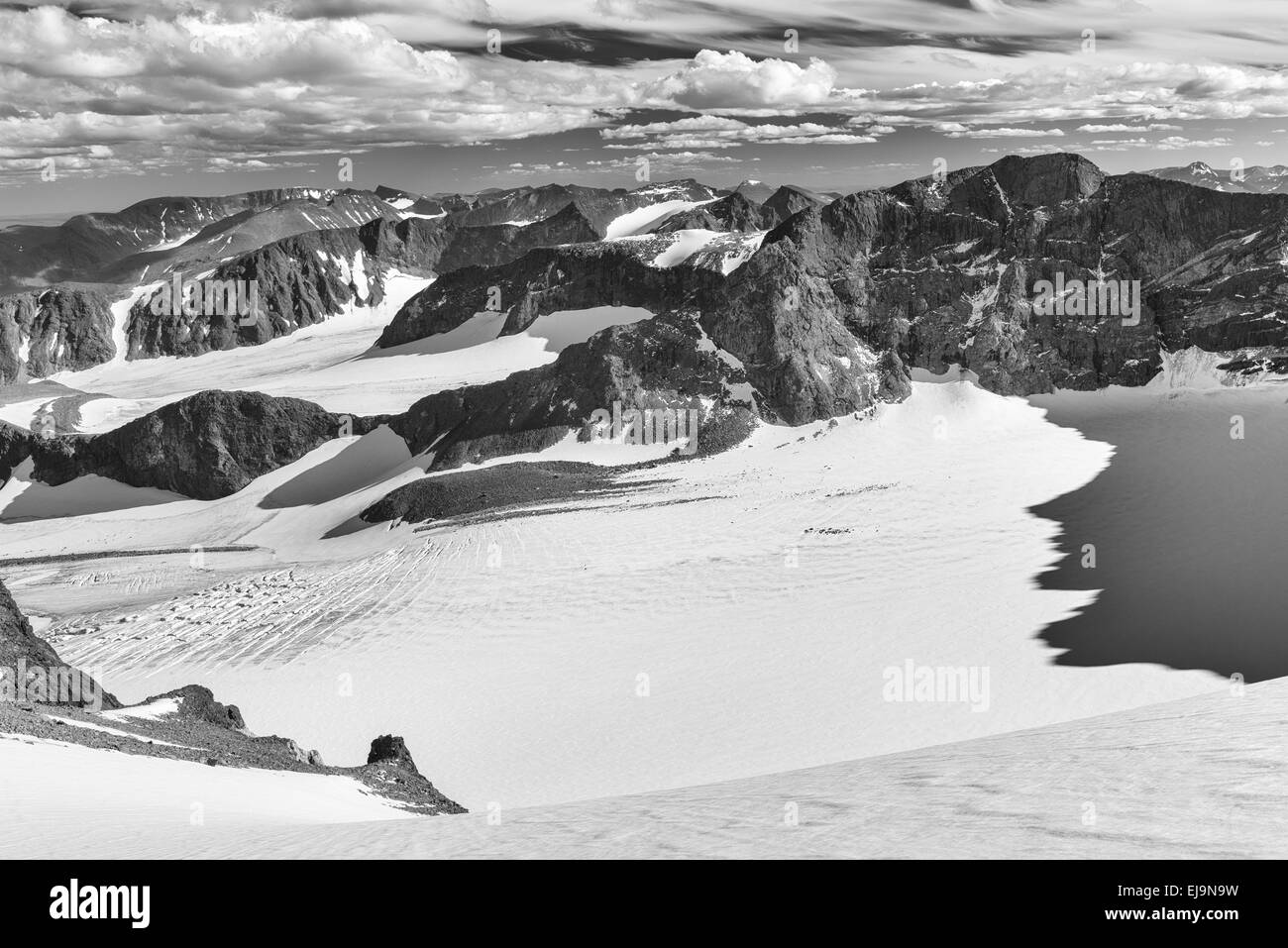 Ghiacciai in Sarek NP, Lapponia, Svezia Foto Stock