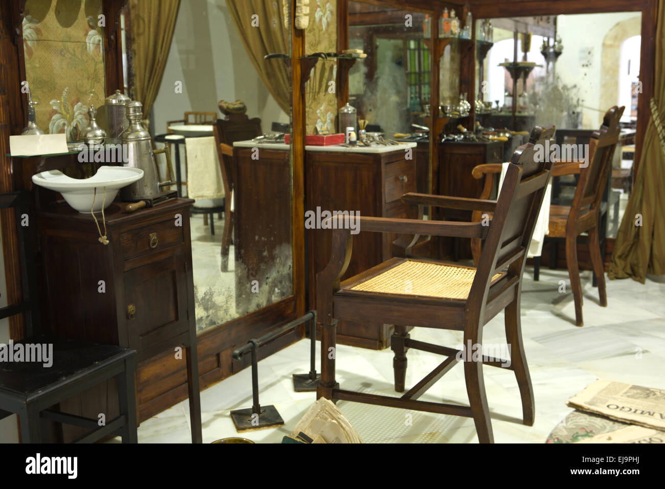 Weel conserve vintage Barber shop, Badajoz, Spagna Foto Stock