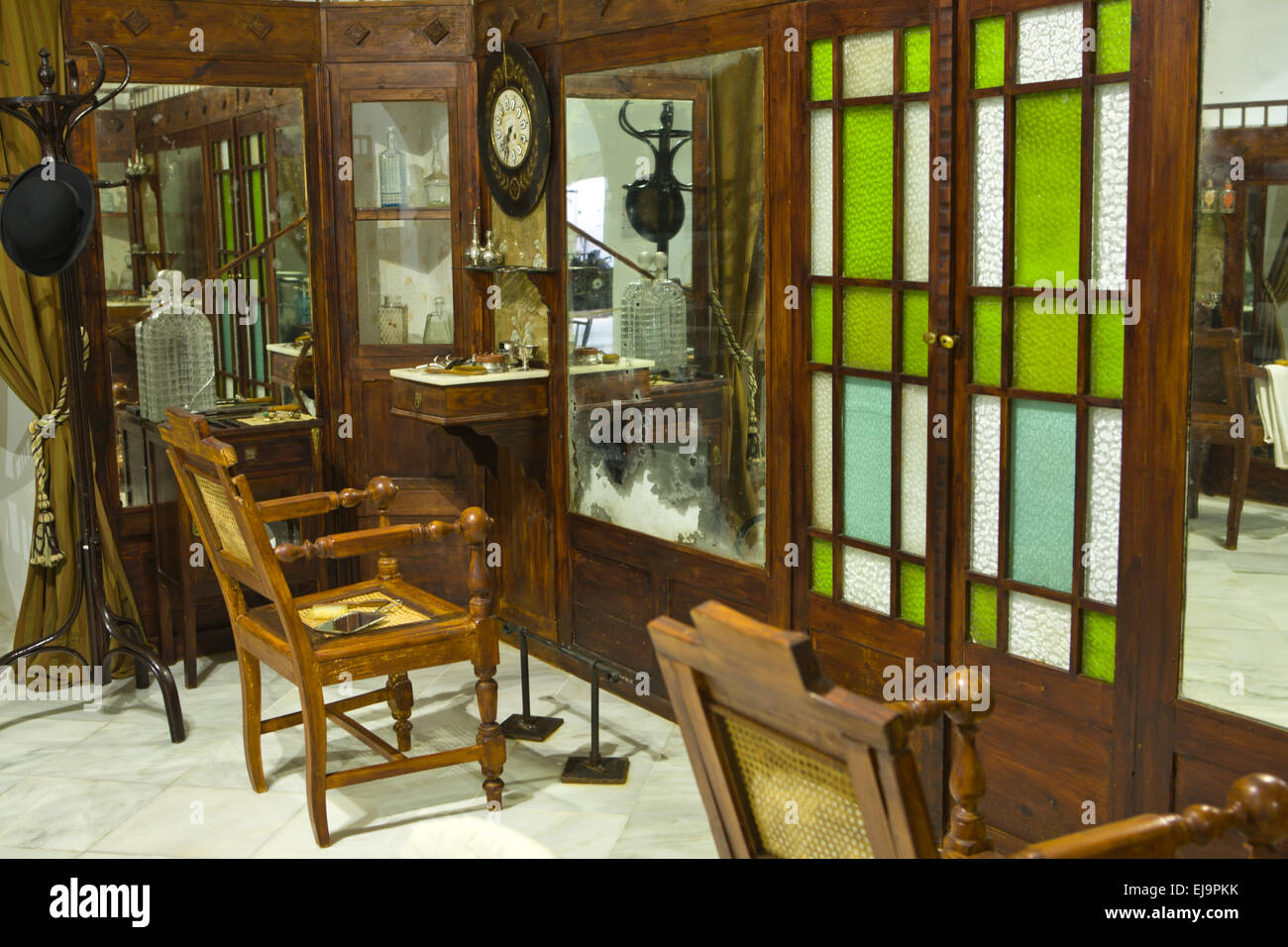 Weel conserve vintage Barber shop, Badajoz, Spagna Foto Stock