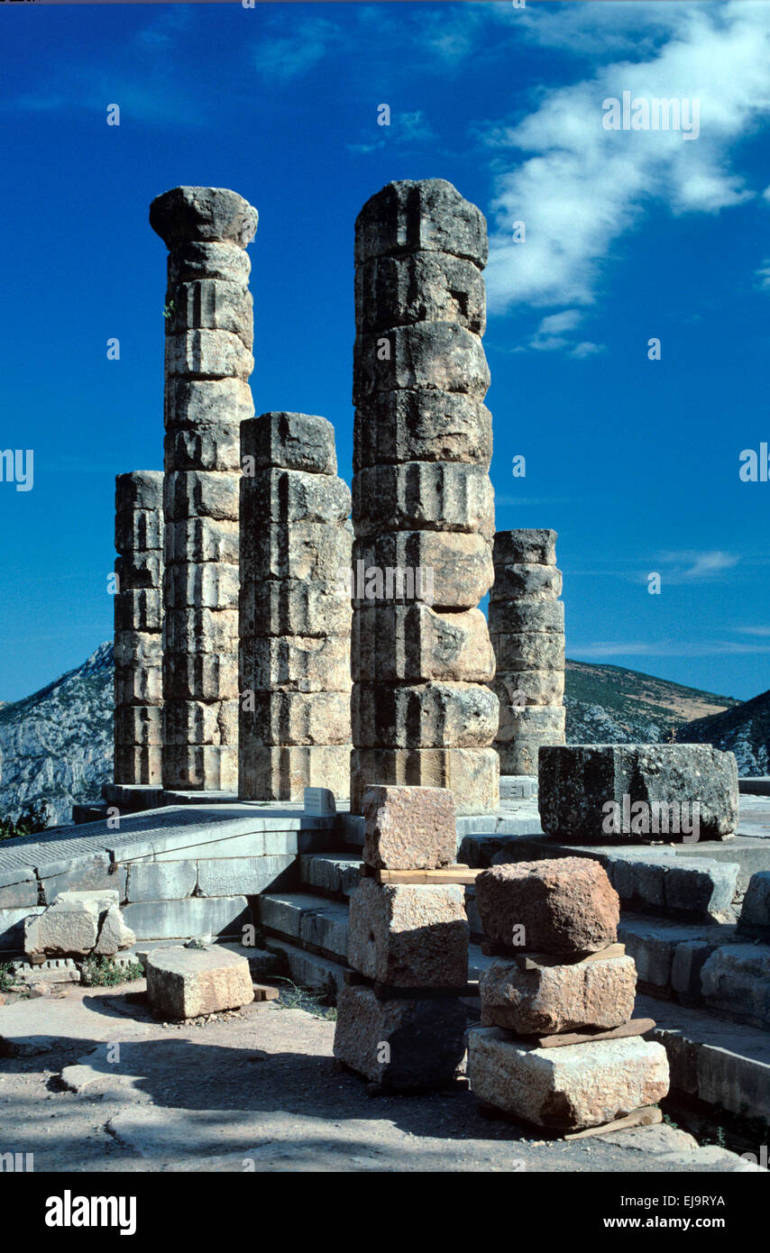 Tempio di Apollo Grecia Delphi Foto Stock