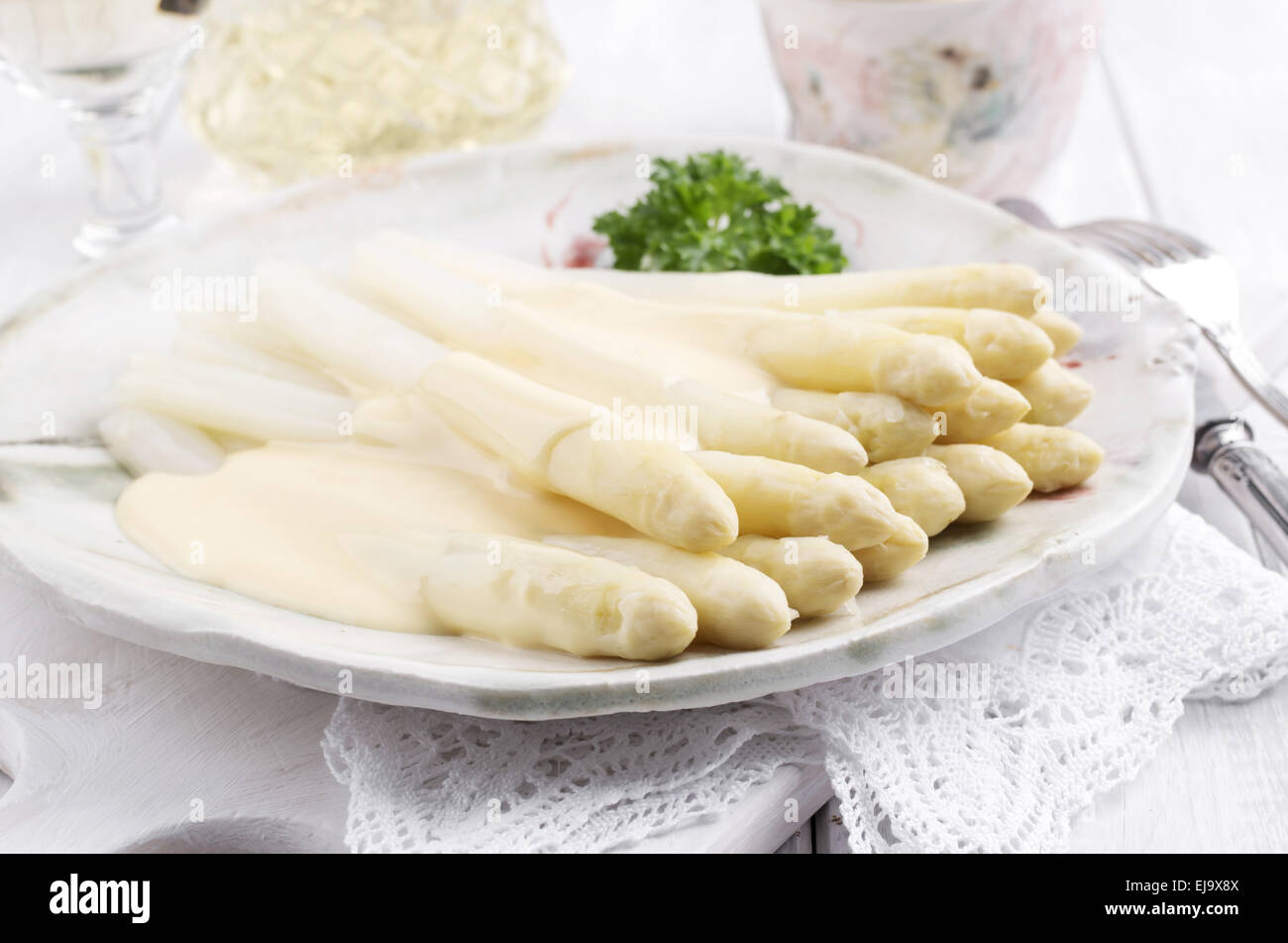asparagi bianchi Foto Stock
