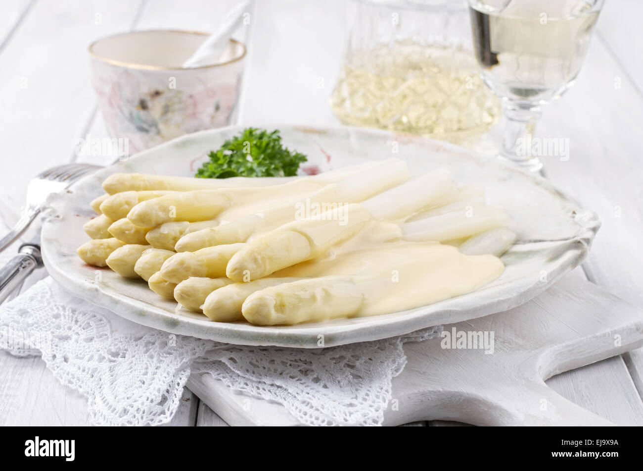asparagi bianchi Foto Stock