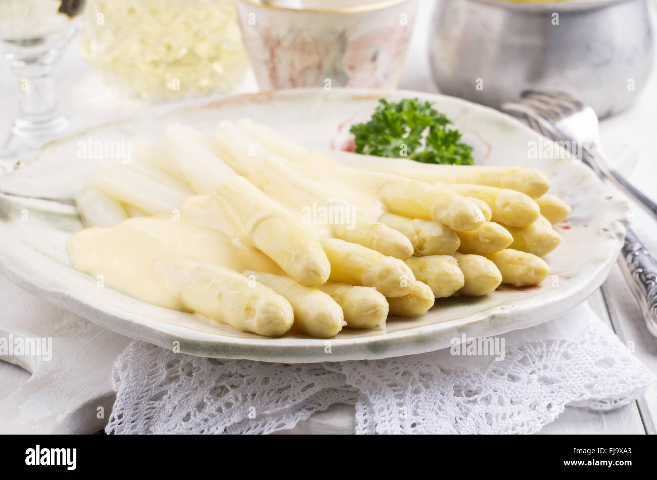 asparagi bianchi Foto Stock