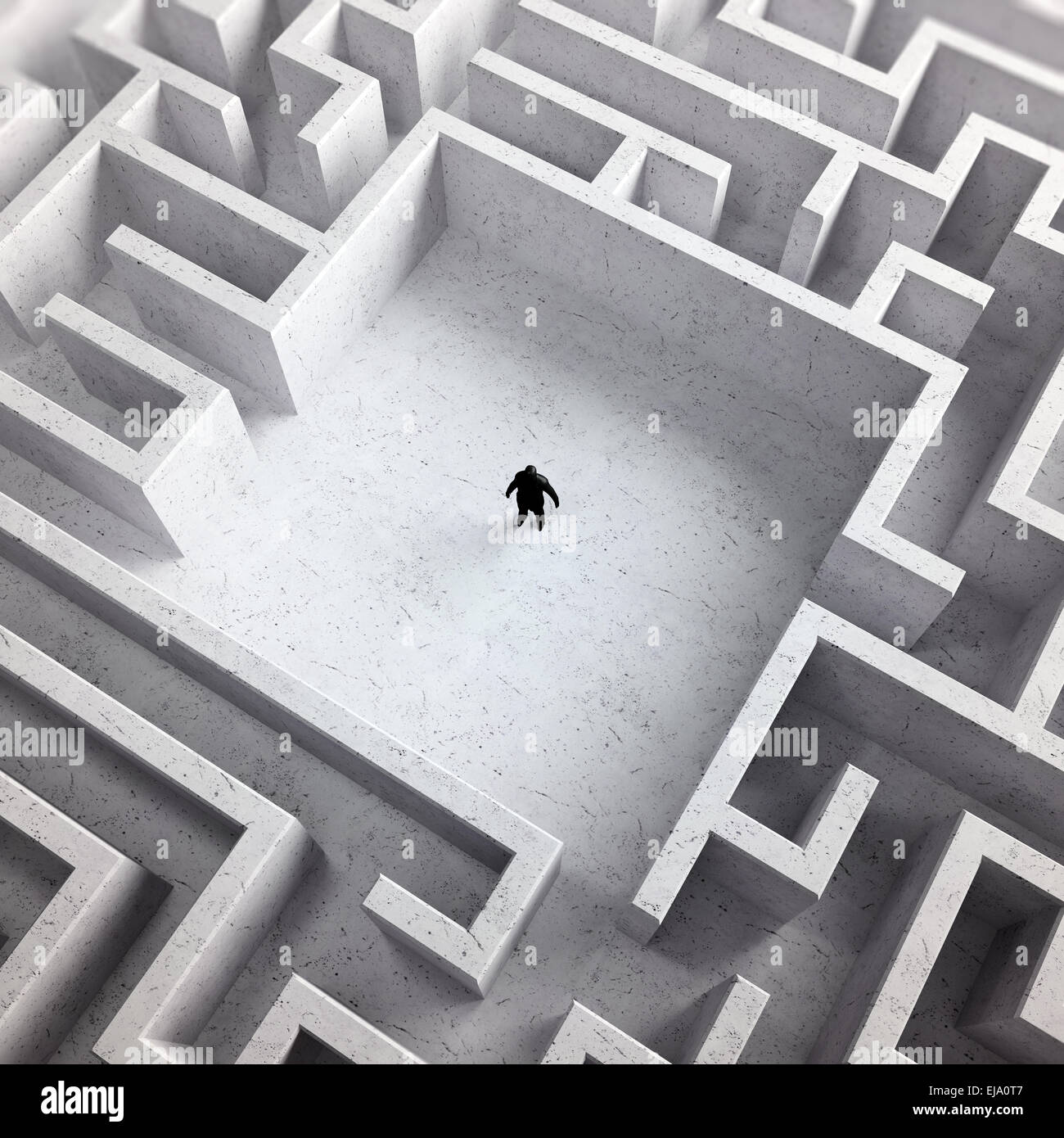 Piccolo uomo dentro un infinito labirinto Foto Stock