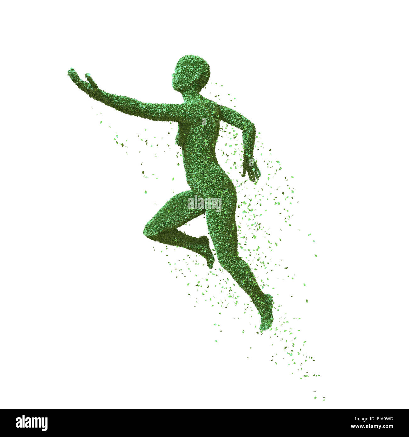 Figura femminile coperto con foglie di colore verde - La natura e la femminilità concept Foto Stock
