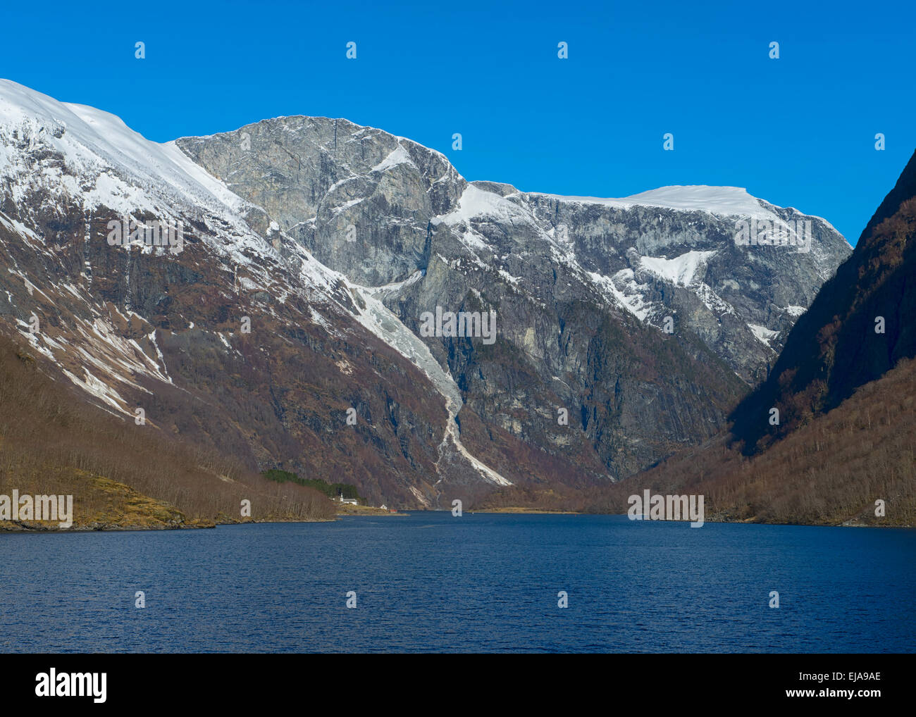Crociera intorno al fiordo di Gudvangen, Norvegia Foto Stock