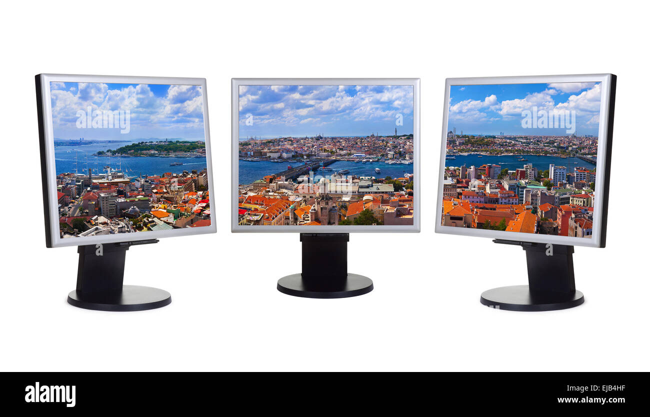 Istanbul Turchia panorama di schermi di computer Foto Stock