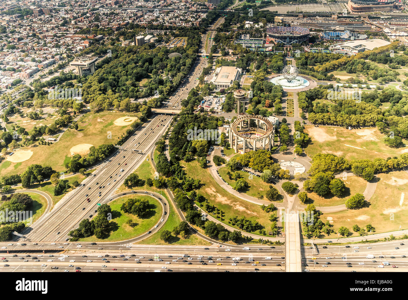 Vista aerea del Queens Borough, New York Foto Stock