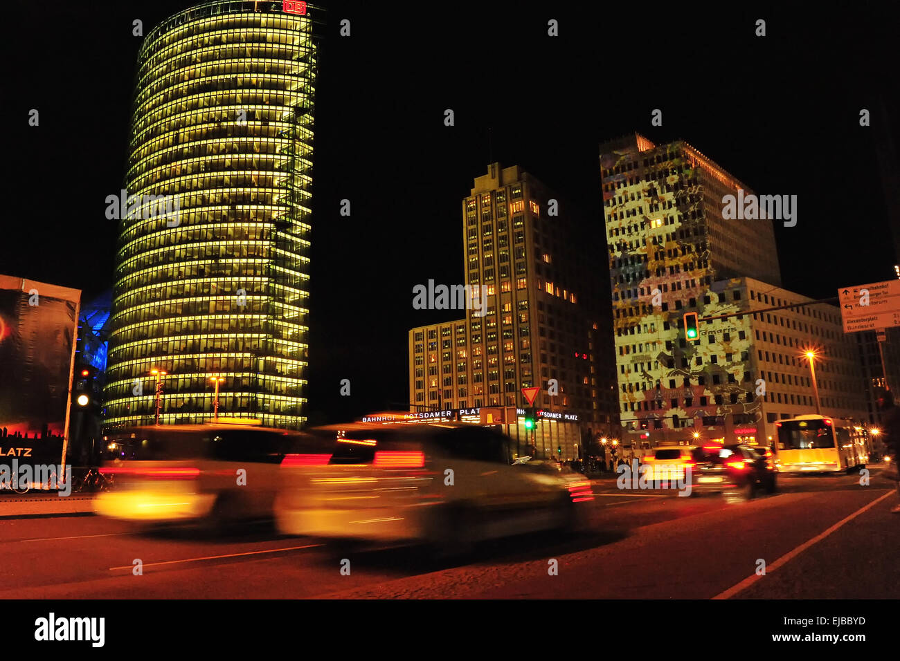 Capitale Berlino Germania di notte Foto Stock