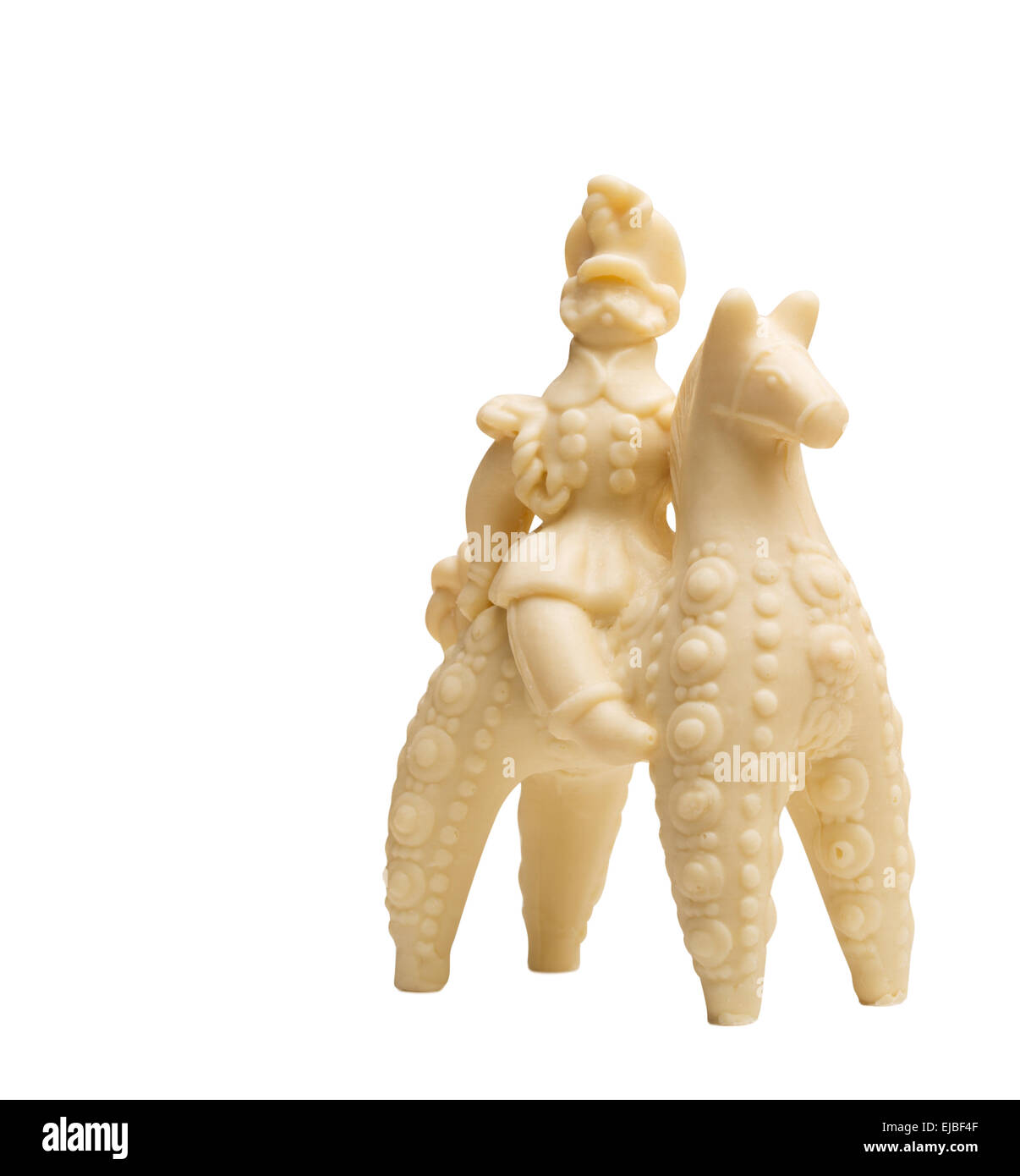 Il cioccolato bianco figurine - cavaliere e cavallo Foto Stock