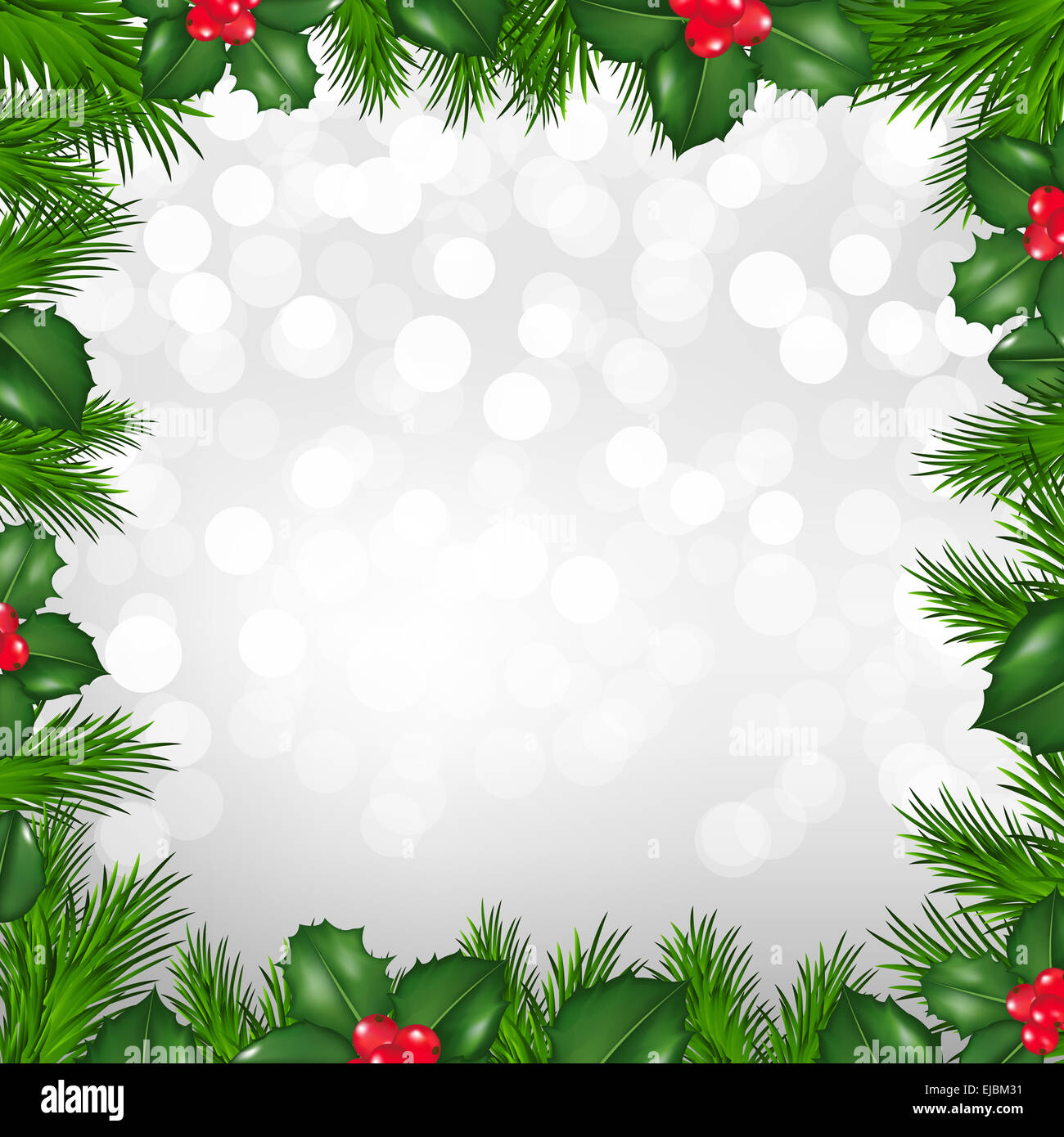 Natale Confine di argento da Holly Berry Foto Stock