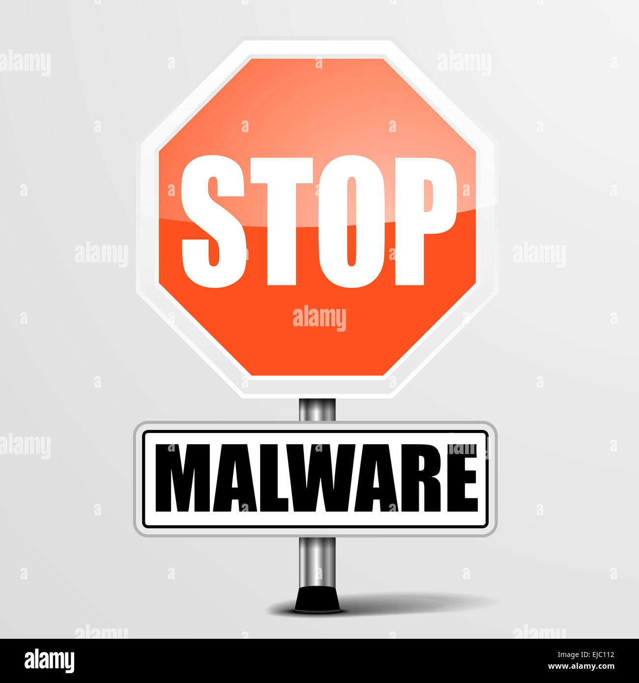 Cartello stradale impedisce al malware Foto Stock