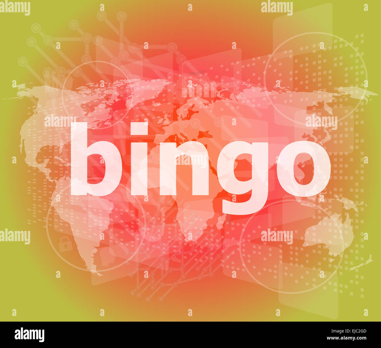 Parola di bingo sul business digitale sullo schermo a sfioramento Foto Stock