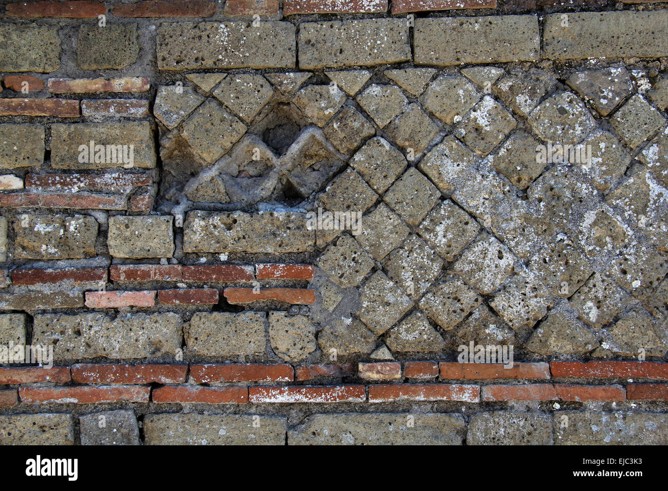 Opus Reticulatum Pompei Foto Stock