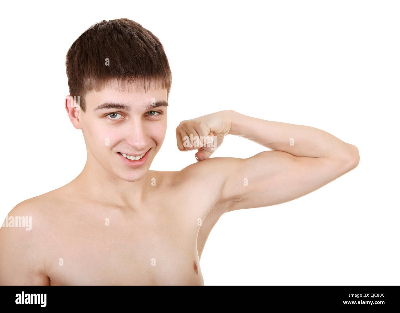 Adolescente flessione muscolare Foto Stock