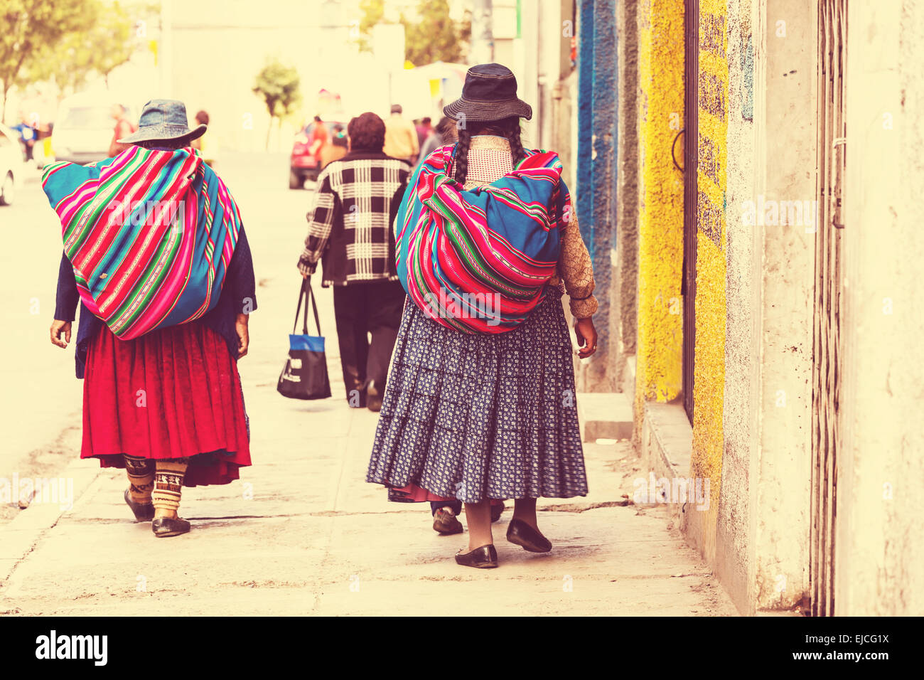 Popolo boliviano in città Foto Stock