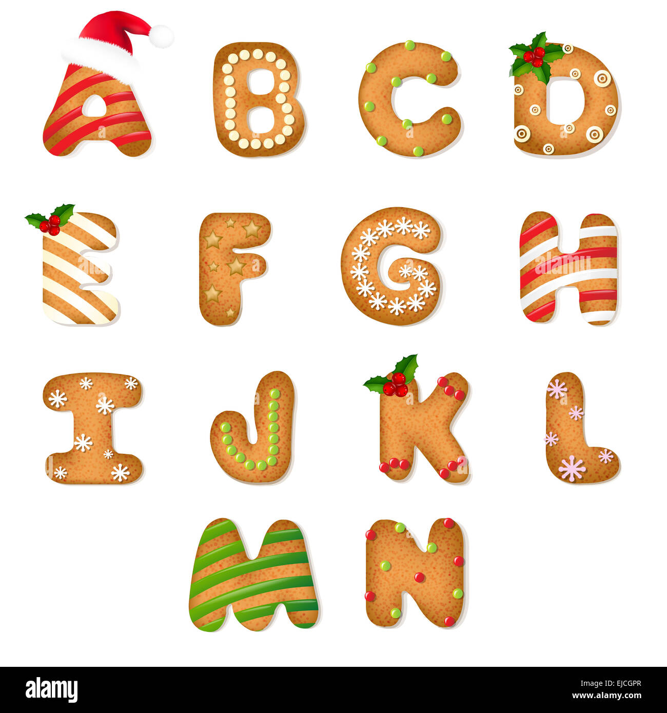 Il Natale di panpepato alfabeto dei cookie Foto Stock