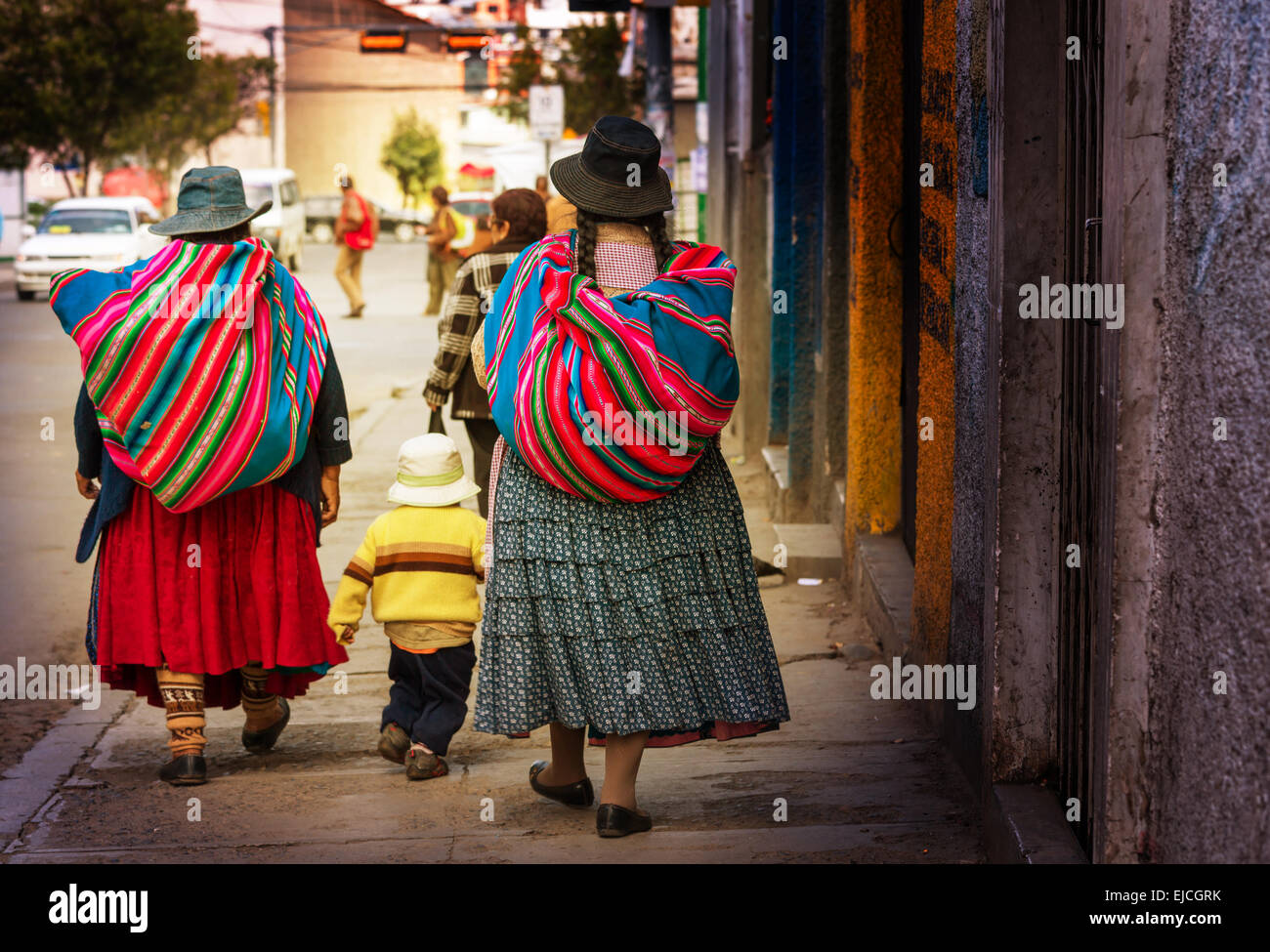 Popolo boliviano in città Foto Stock