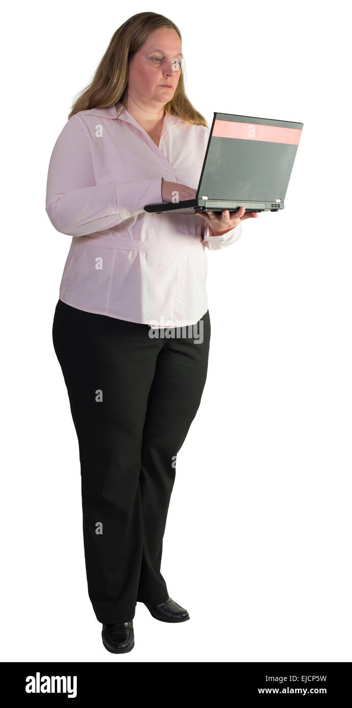 Business donna lavora con il computer portatile Foto Stock
