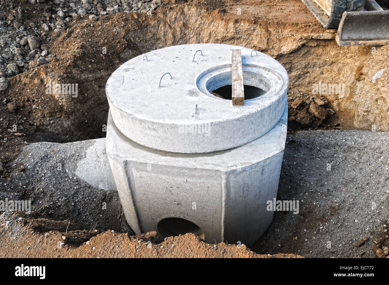 Costruzione di fognature con albero Foto Stock