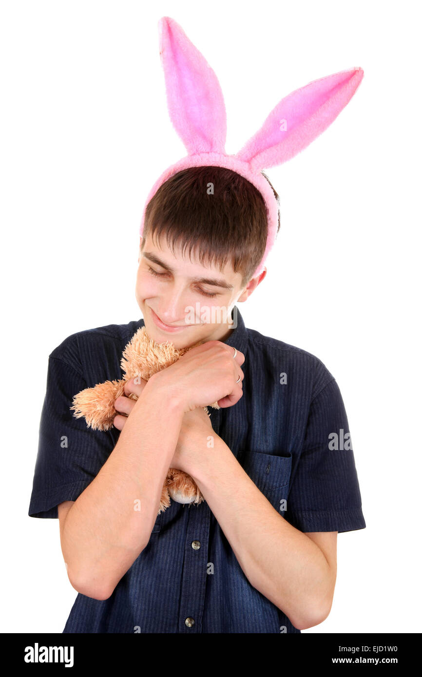 Adolescente con orecchie di coniglietto Foto Stock