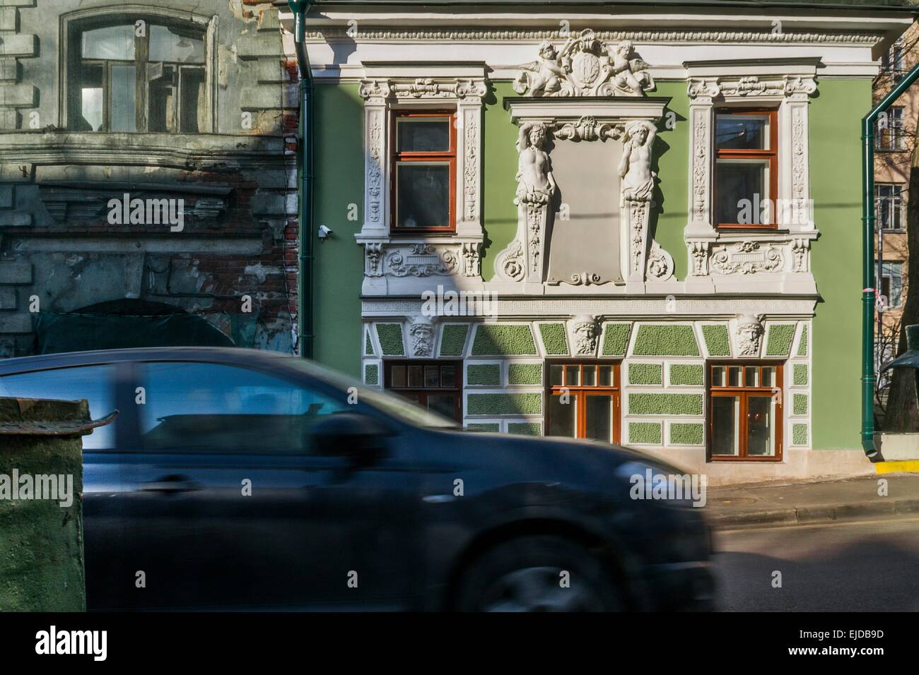 Mosca, Russia. Peter Sysoev's house ("Casa con cariatidi') su Pechatnikov Pereulok. Peter Sysoev's house è una meravigliosa due-s Foto Stock