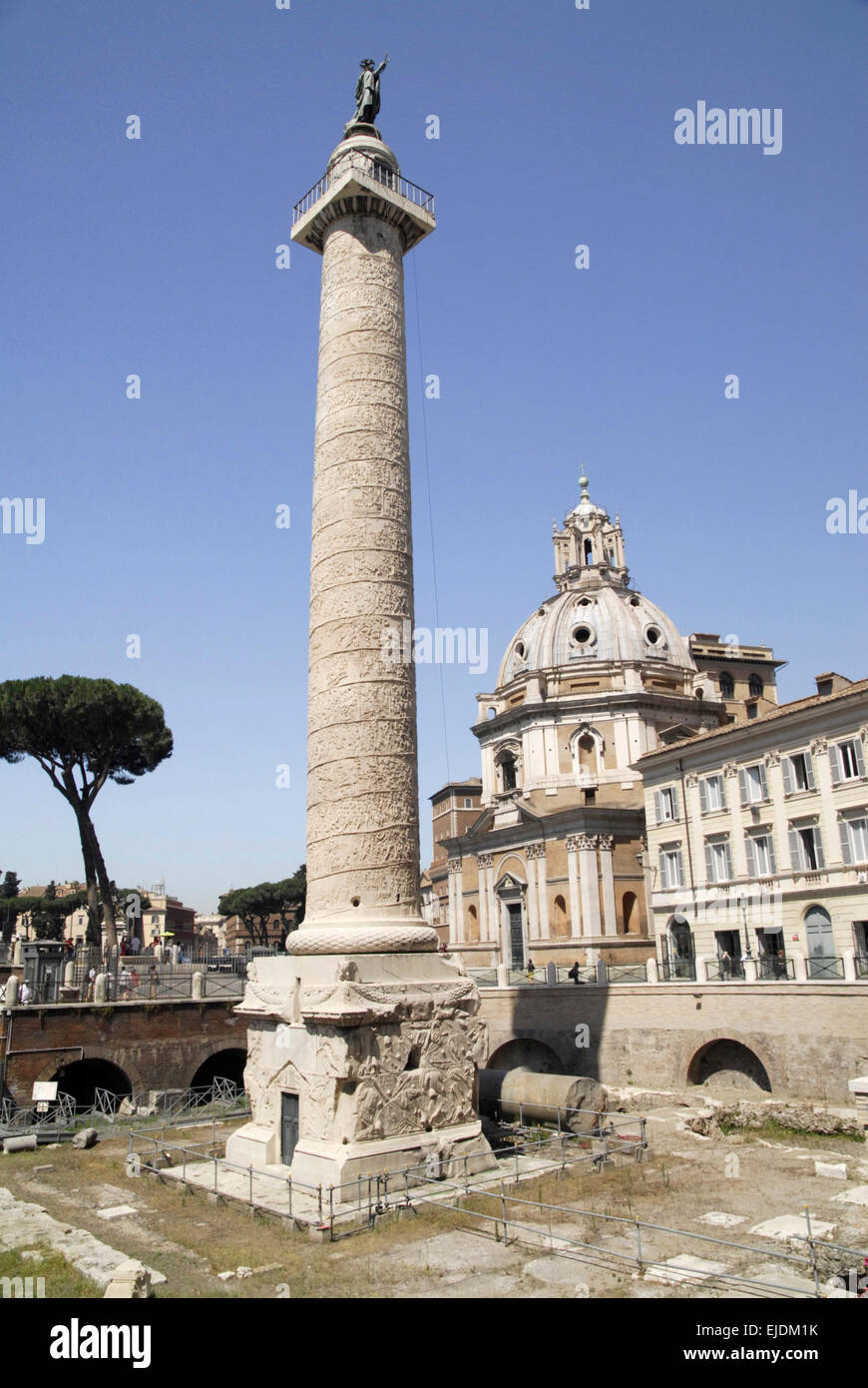 Colonna di Traiano, Fori Imperiali, Roma Foto Stock