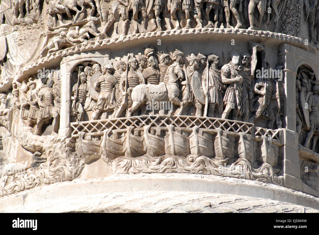 Colonna di Marco Aurelio, Roma. Dettaglio. Foto Stock