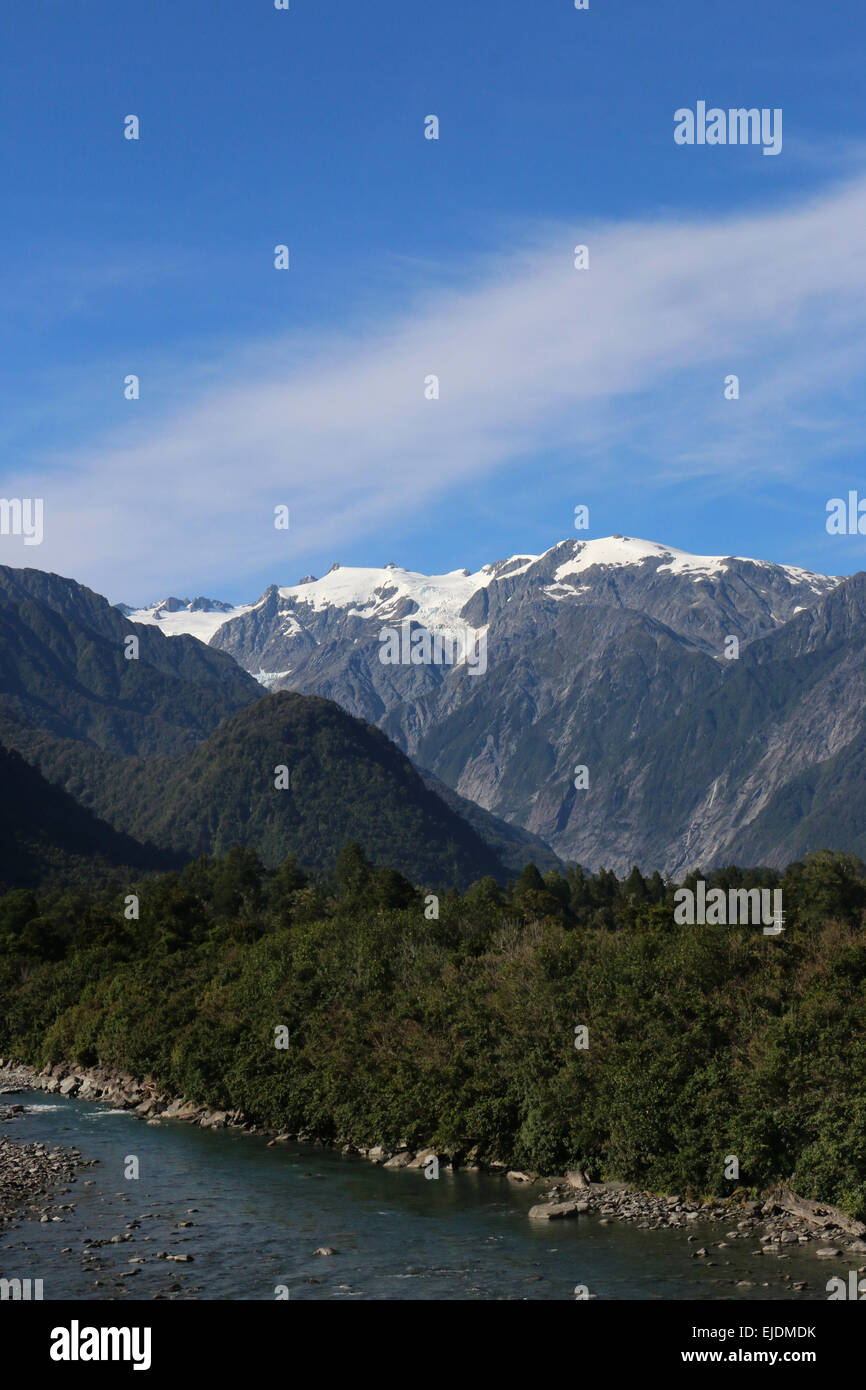 Ghiacciai di montagna delle Alpi del Sud Nuova Zelanda Foto Stock