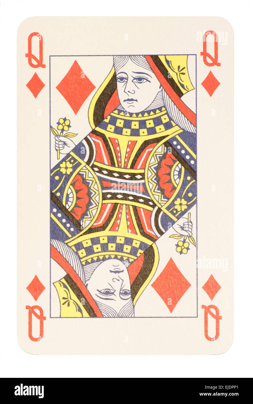 Regina dei diamanti carta da gioco Foto Stock