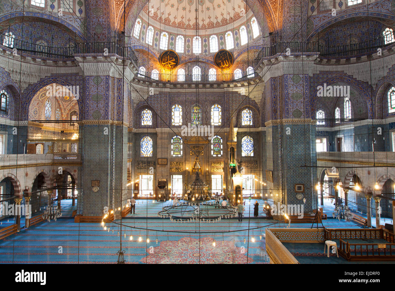 Interno della Nuova Moschea, Istanbul, Turchia. Foto Stock